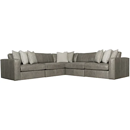 Contemporary Five Seat Sectional Sofa with Ottoman